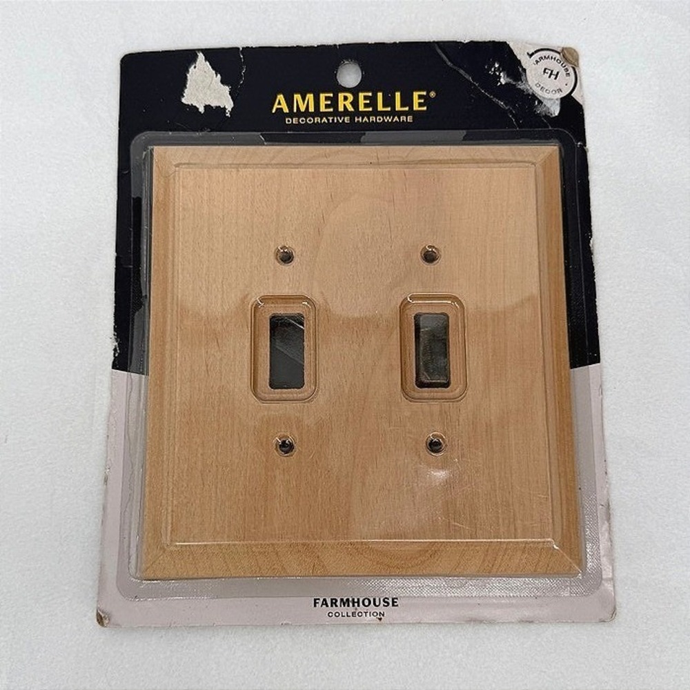 Amerelle Wallplate Farmhouse Unfinished Alder Wood Double Toggle Light Switch